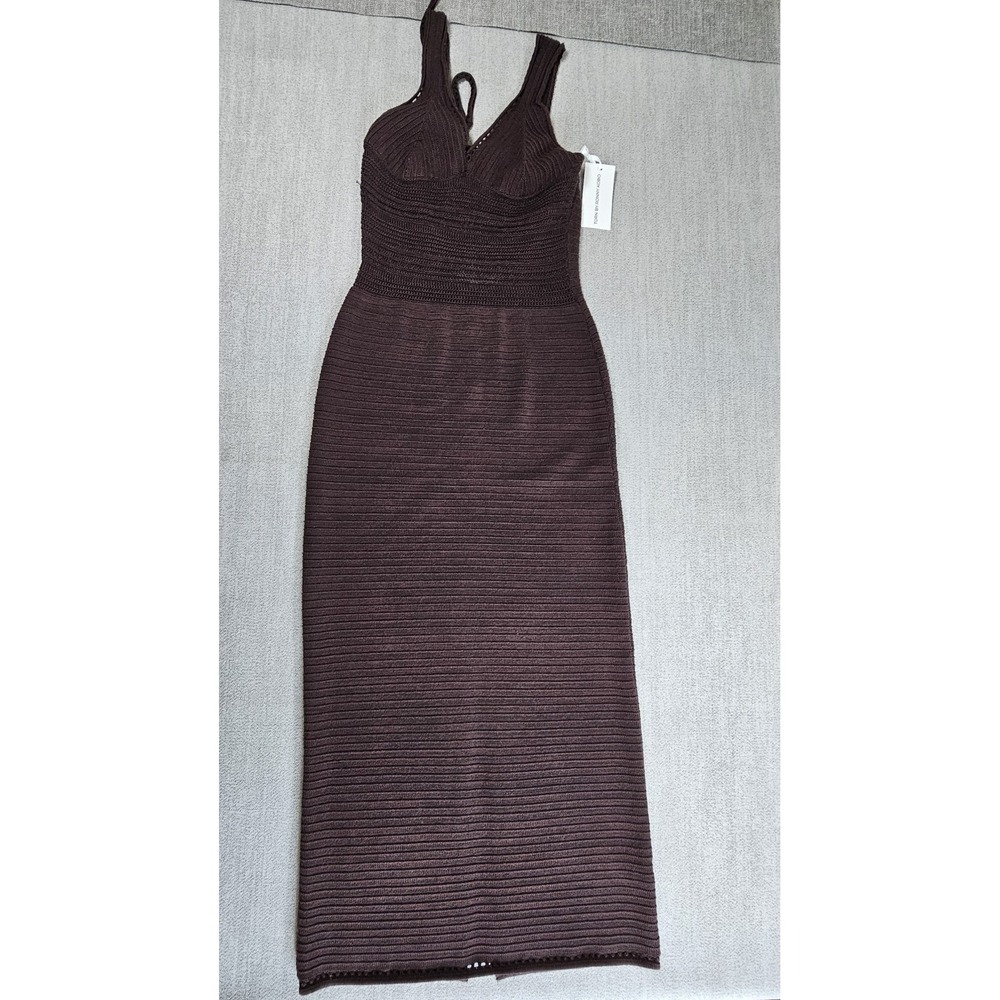 Torn By Ronny Kobo Women's Maxi Dress in Brown Crocheted Size Large New - Picture 7 of 16